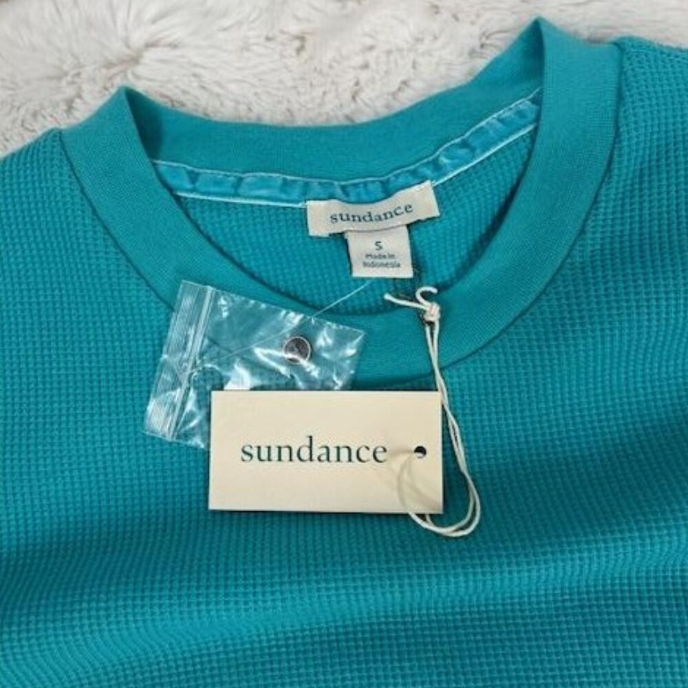 Sundance Crewneck Thermal with Velvet Cuffs in Aquamarine - Size Small - NWT - Picture 5 of 5